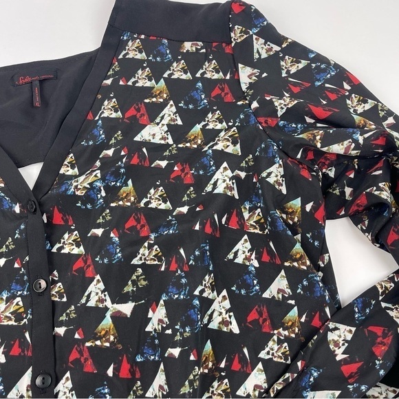 Sofia Button Up Blouse Womens XL Black Geometric - Picture 3 of 9